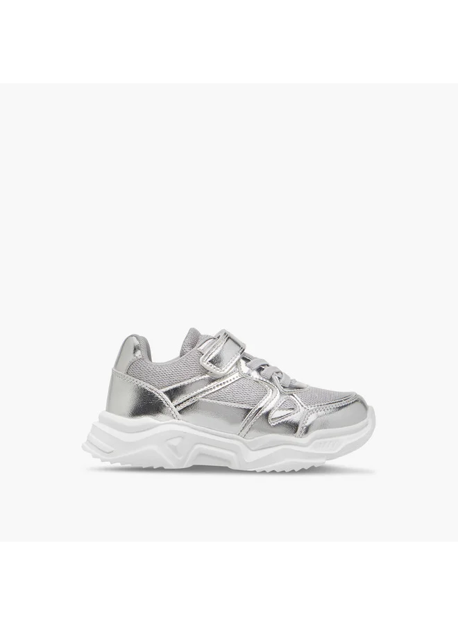 JUNIORS Girls Panelled Sneakers with Hook and Loop Closure