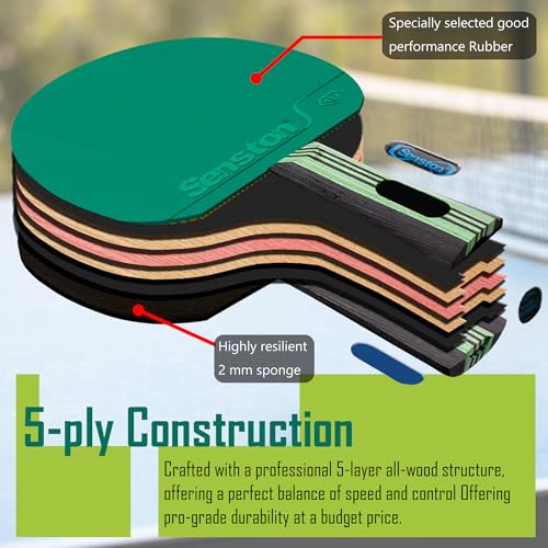 Senston Ping Pong Paddles Family Entertainment 4-Pack Table Tennis Paddles for Entertainment or Competition - Image 2