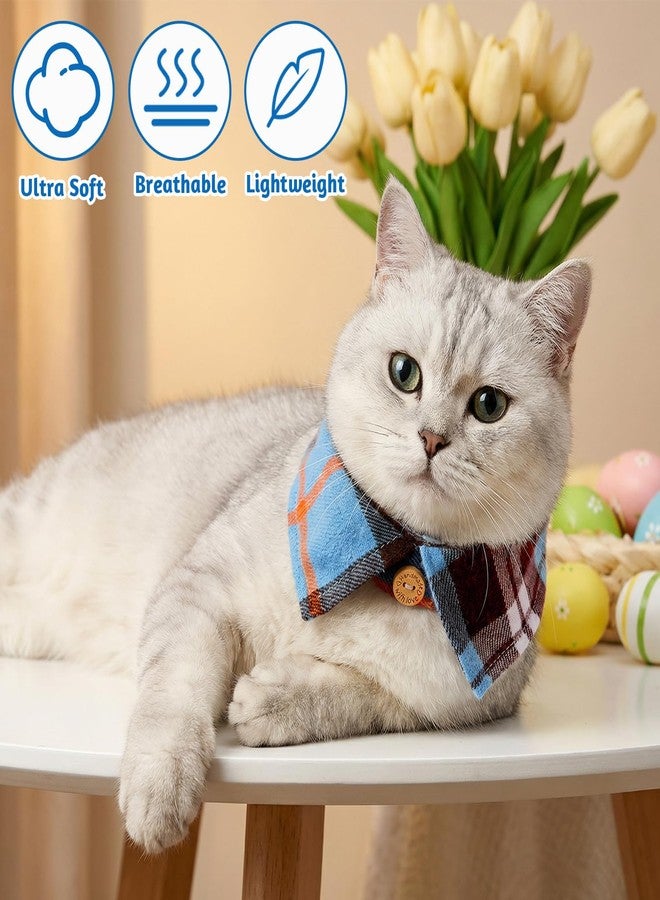 Macuezu 2 Pcs Plaid Cat Collars, Bowtie Cat Collar for Boy with Removable Shirt Collar, Cute Plaid Kitten Collars with Bell, Adjustable Size for Small Cats Boys - Image 5