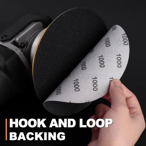 POLIWELL 6 Inch (150mm) Wet Dry Sanding Discs Assorted Grit 1000/1500/2000/3000/5000 with Interface Pad Waterproof Hook & Loop Sandpaper Silicon Carbide for Sanding Grinder Polishing, 40 Pack - Image 3