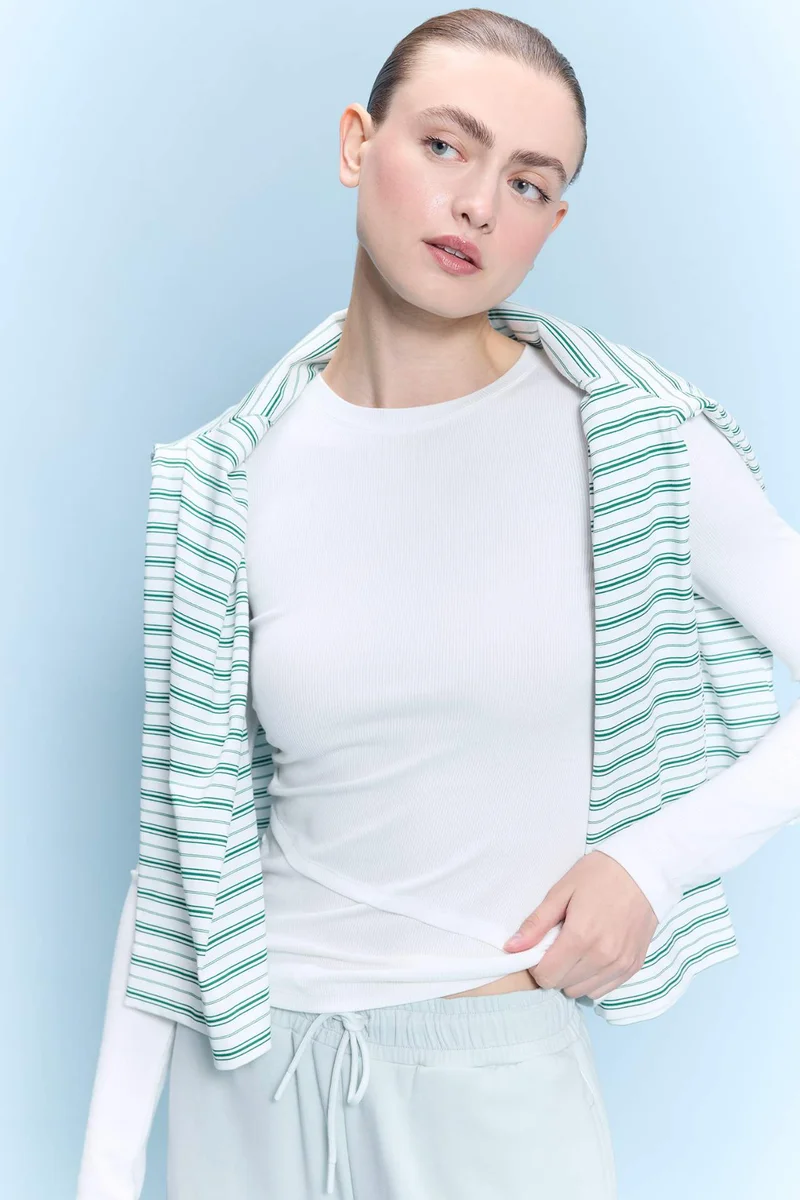 ديفاكتو Slim Fit Crew Neck modal Long Sleeve T-Shirt