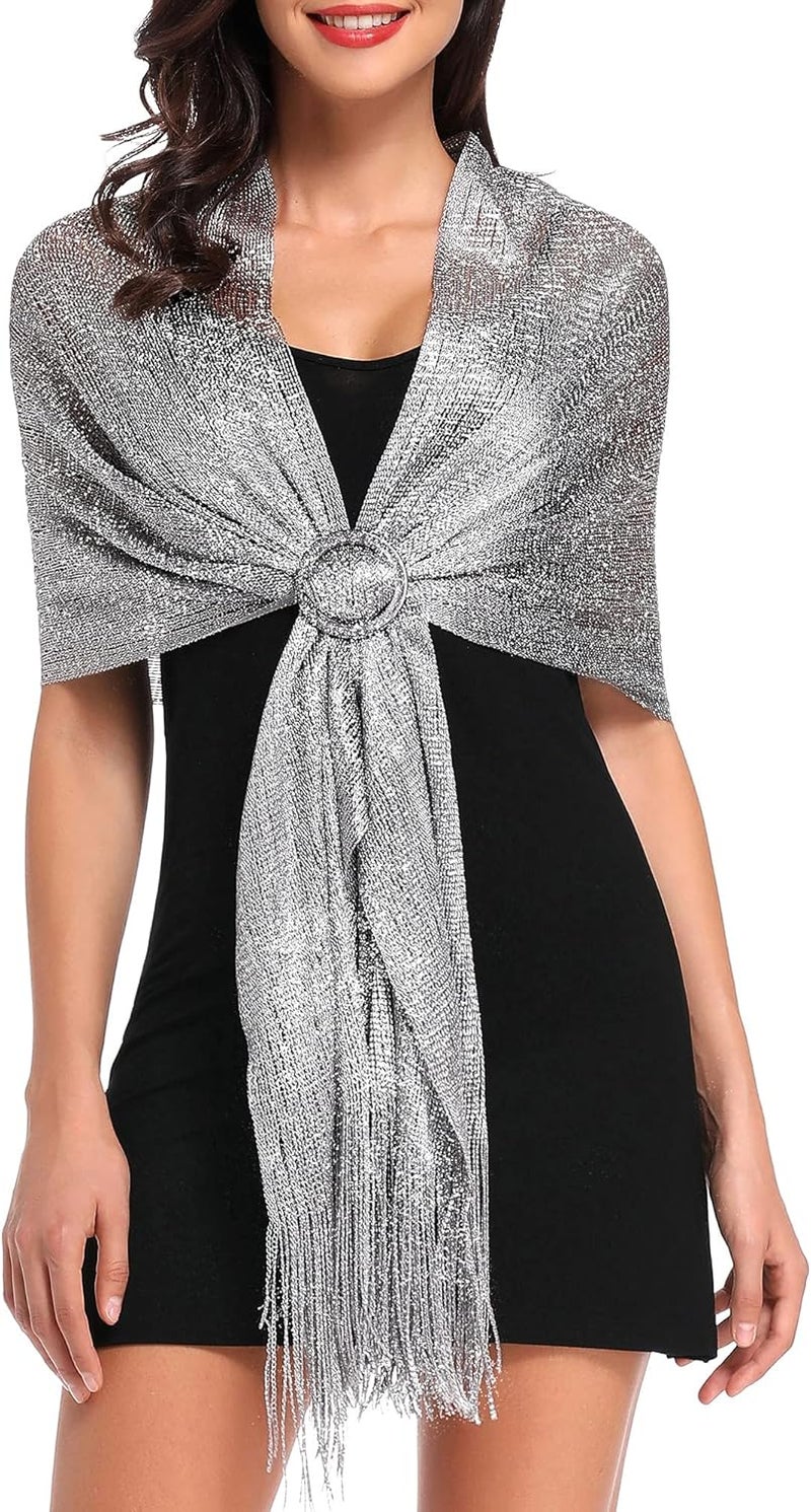 vimate Sparkling Metallic Shawls and Wraps for Evening Party/Wedding/Formal Dresses (With Free Buckle) - Image 1