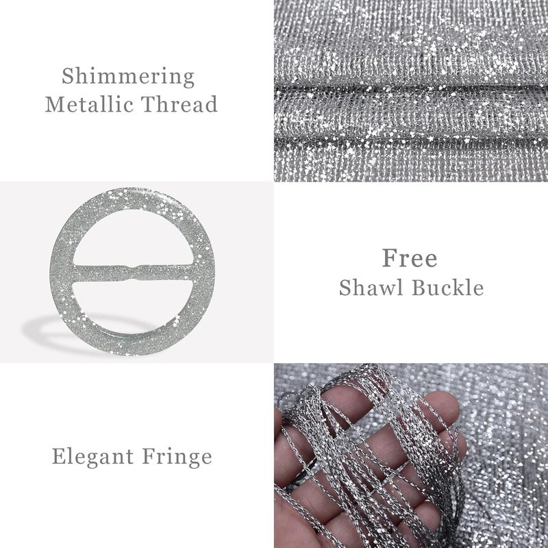 vimate Sparkling Metallic Shawls and Wraps for Evening Party/Wedding/Formal Dresses (With Free Buckle) - Image 4