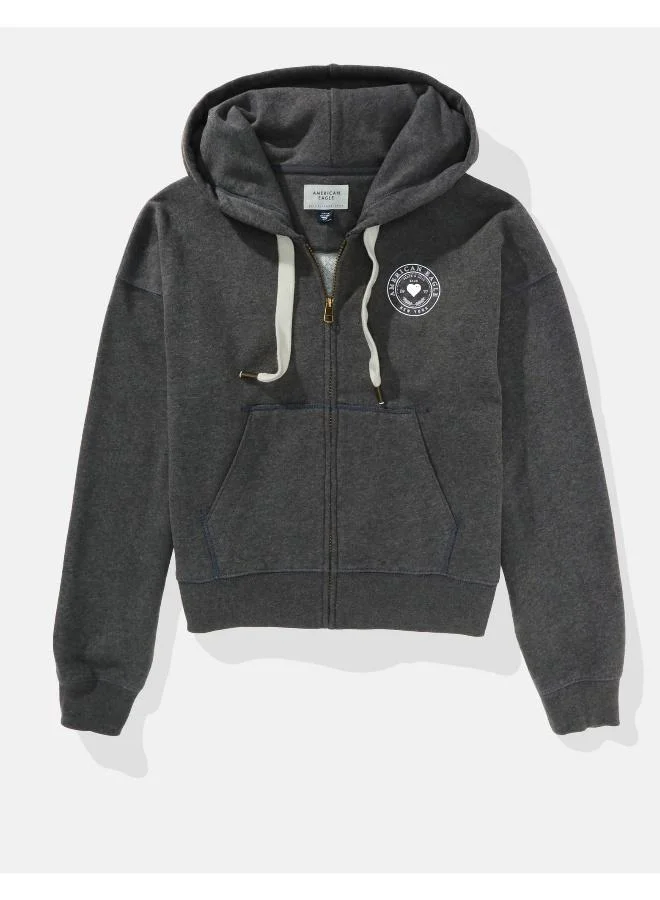American Eagle AE Graphic Zip-Up Sweatshirt