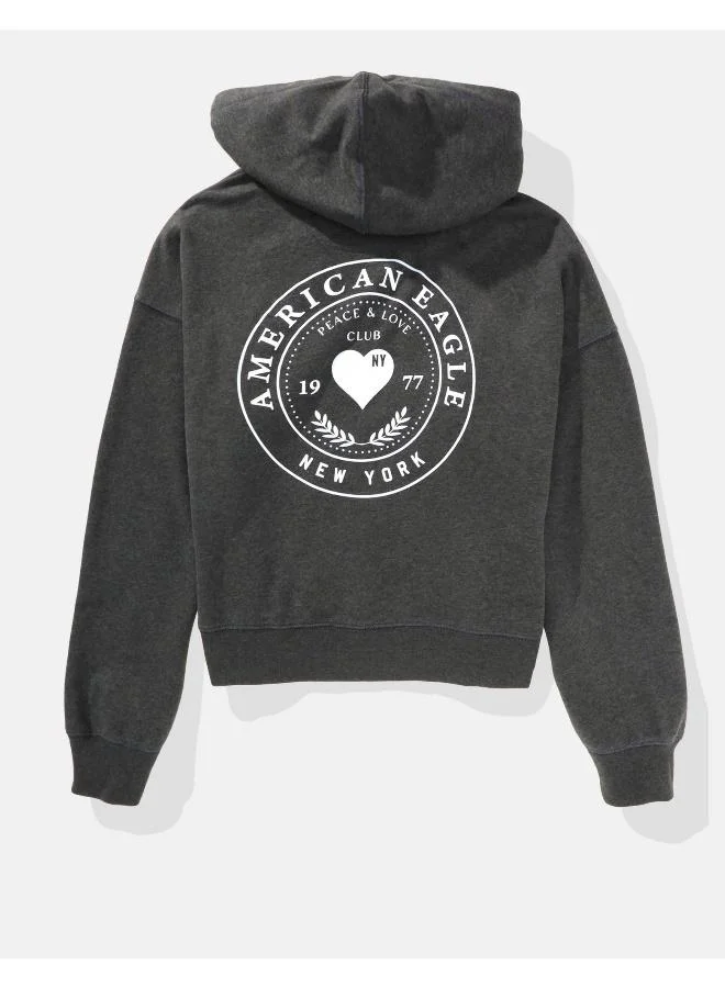 American Eagle AE Graphic Zip-Up Sweatshirt