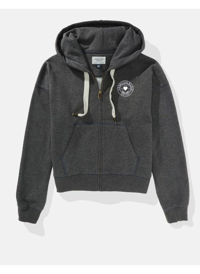 American Eagle AE Graphic Zip-Up Sweatshirt  - Image 4