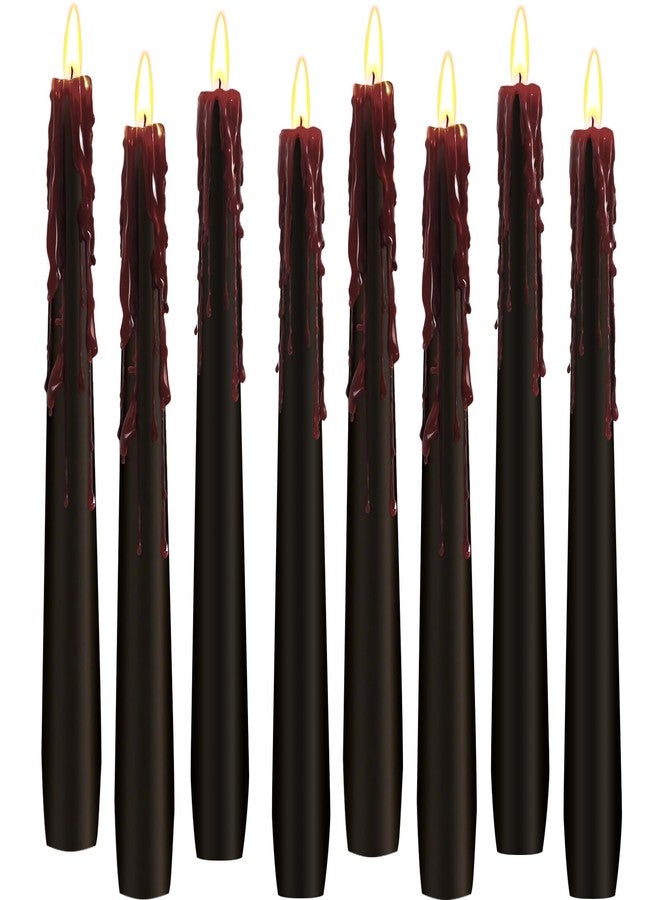 BINGKOU Black Taper Candles, 8 Pack 10In Black Candlesticks Unscented Tapered Candle Sticks for Home Decoration, Holiday Tables, Weddings, Restaurants & Business Events - Image 1