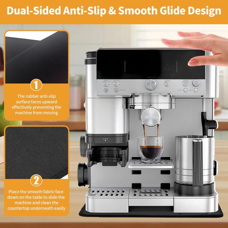 LERSAISFANY Sliding Mat & Top Mat Combo Set for Ninja Luxe CafÃ© ES601ES701 Espresso Machine, 2-in-1 Anti-Slip Rubber Base & Food-Safe Silicone Cover, Full Machine Protection from Scratches, Heat, Spills,Black - Image 5