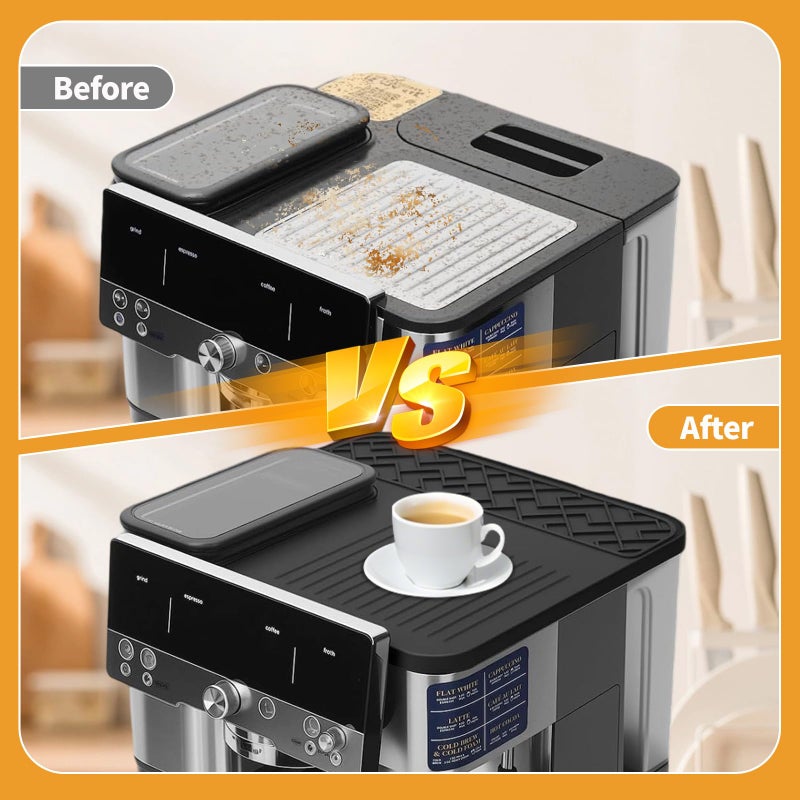 LERSAISFANY Sliding Mat & Top Mat Combo Set for Ninja Luxe CafÃ© ES601ES701 Espresso Machine, 2-in-1 Anti-Slip Rubber Base & Food-Safe Silicone Cover, Full Machine Protection from Scratches, Heat, Spills,Black - Image 4