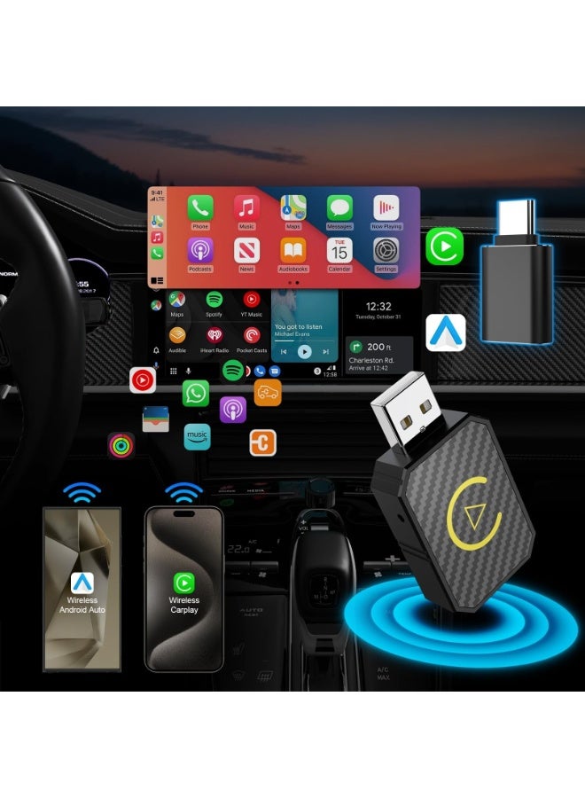  فيكتوال محول لاسلكي 2 في 1 لنظام Android Auto ومحول لاسلكي CarPlay، توصيل وتشغيل - Image 2