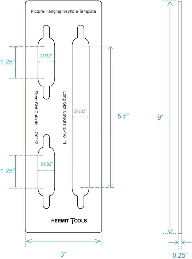 HERMIT TOOLS 9"×3" Inches Picture-Hanging Keyhole Templates - Image 4