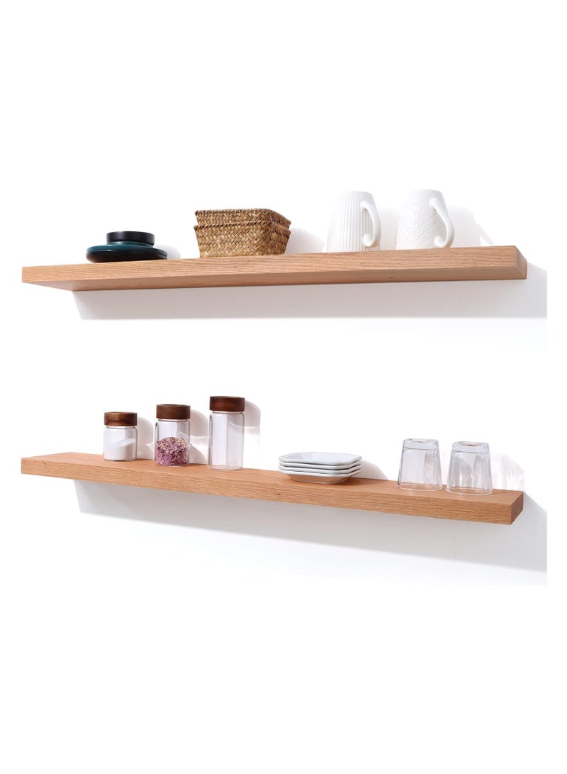 DubaiGallery Floating Shelves, Wall Mount Bathroom Wooden Shelves, Thick Industrial Kitchen Wooden Shelf  - Image 4