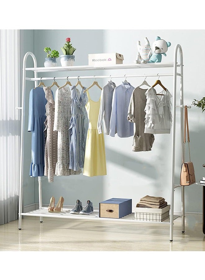 RollsTimi  Clothing Rack White 2-tier Garment Rack Multi-functional Storage Rack Floor-standing Indoor Household Clothing Rack Single-rod Balcony Drying Rack - Image 1