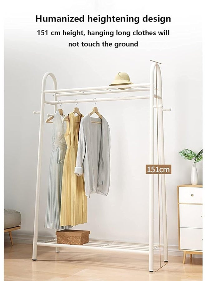 RollsTimi  Clothing Rack White 2-tier Garment Rack Multi-functional Storage Rack Floor-standing Indoor Household Clothing Rack Single-rod Balcony Drying Rack - Image 5