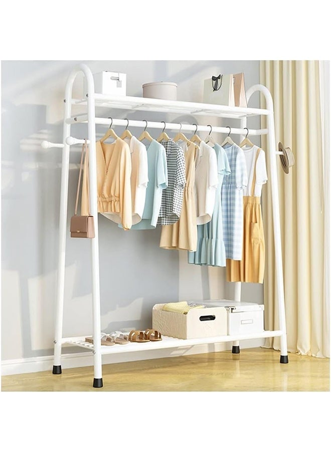 RollsTimi  Clothing Rack White 2-tier Garment Rack Multi-functional Storage Rack Floor-standing Indoor Household Clothing Rack Single-rod Balcony Drying Rack - Image 2