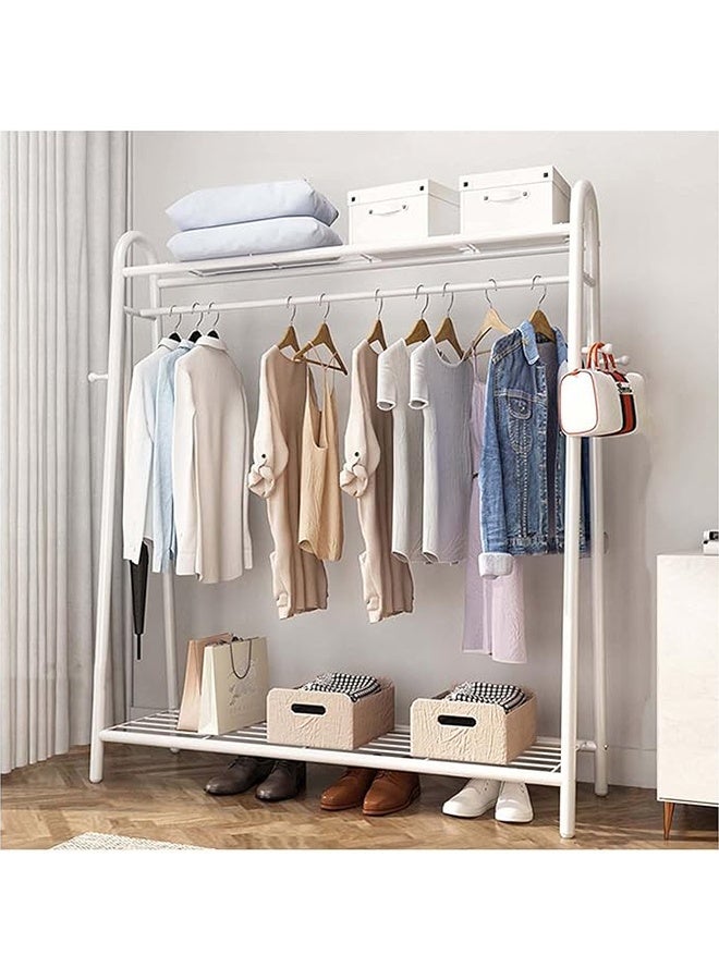 RollsTimi  Clothing Rack White 2-tier Garment Rack Multi-functional Storage Rack Floor-standing Indoor Household Clothing Rack Single-rod Balcony Drying Rack - Image 3