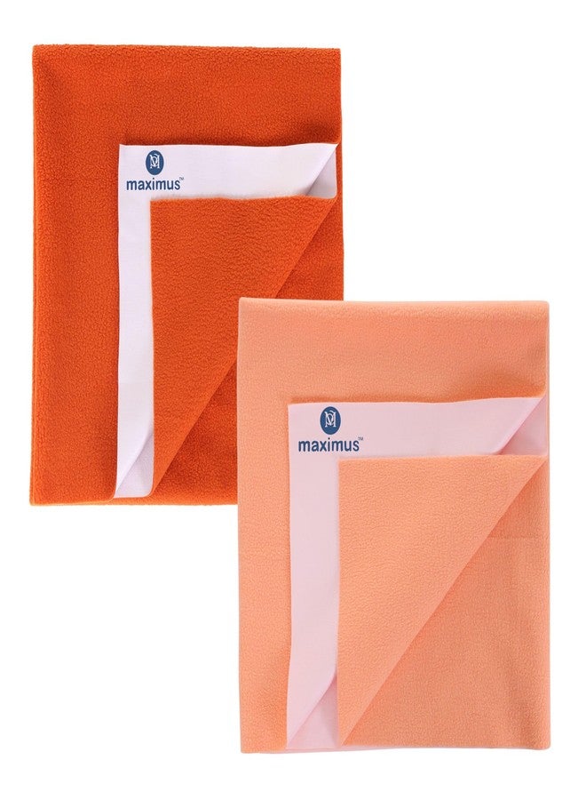 THE MAXIMUS Maximus Waterproof Quick Dry Sheet for Baby Pack of 2 | Bed Pad Extra Absorbent Washable Matress Protector | Baby Bed Protector Sheet for Toddler Children (100x70 cm) (Orange and LORANGE, Medium) - Image 1