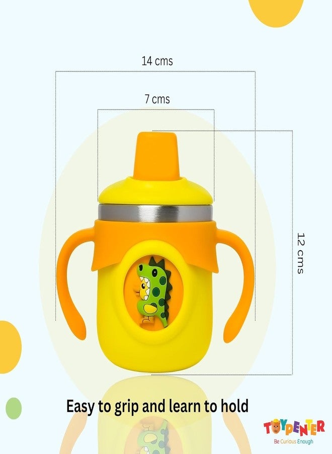 TOYPENTER Stainless Steel Insulated Hot & Cold Sipper Bottle for Kids/Double Wall & Vacuuming/Sipper Cups with Straw/Travelling Water Bottle for Kids with Straw (Yellow, 260 ml) - Image 3