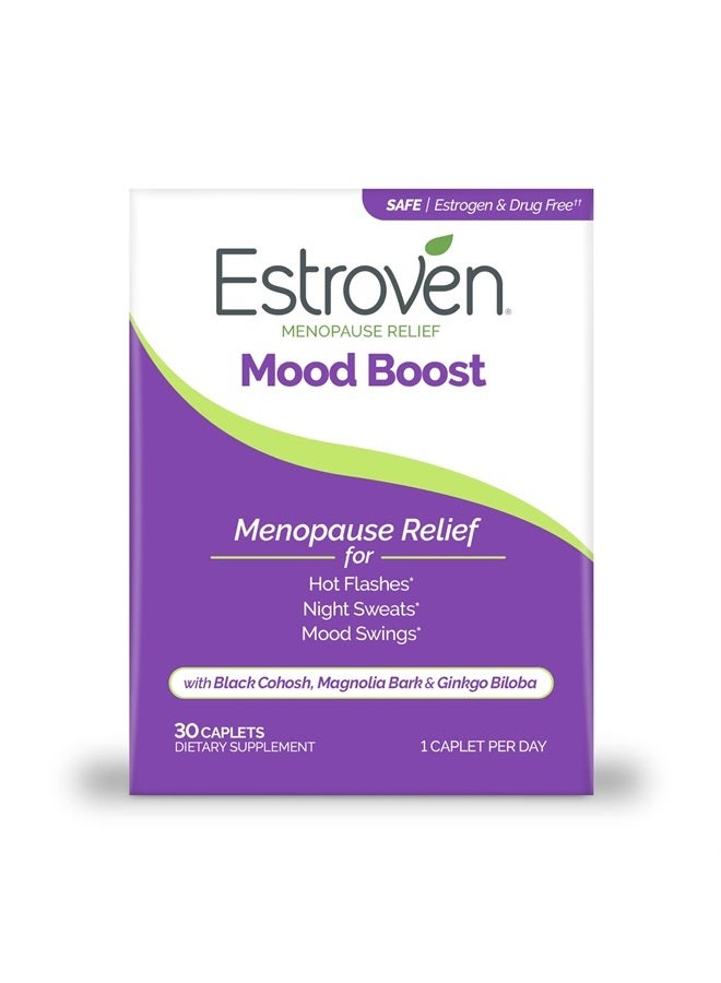 Estroven Mood Boost For Menopause Relief - 30 Ct. - Clinically Proven Ingredients That Help Manage Mood Swings, Night Sweats & Hot Flash Relief - Drug-Free and Gluten-Free - Image 1