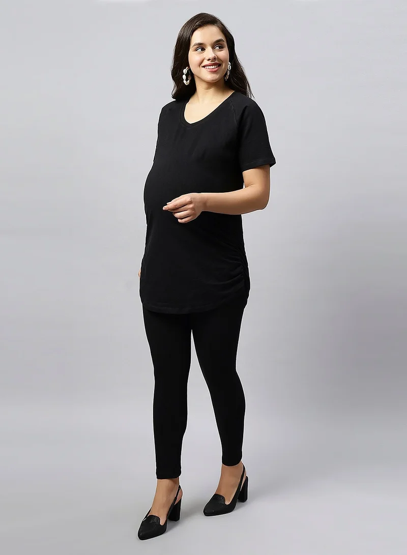TUMMY 2 piece set of comfortable maternity t shirt and leggings with adjustable drawstring