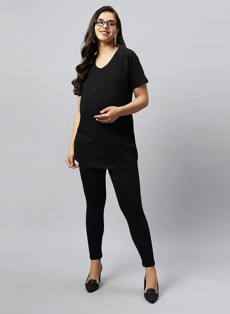 TUMMY 2 piece set of comfortable maternity t shirt and leggings with adjustable drawstring