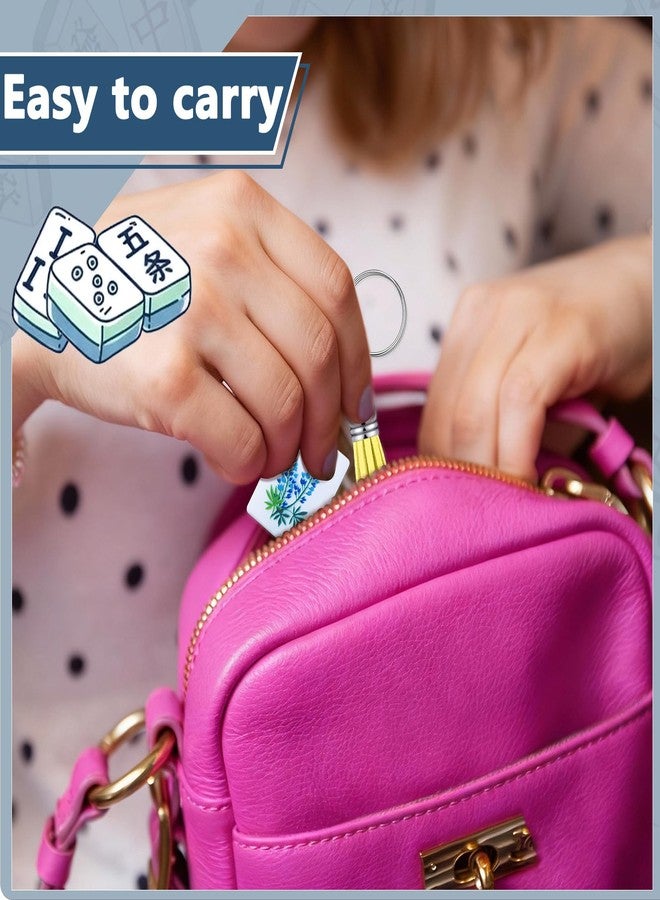 Novabright 8 Pcs Mahjong Tile Keychain with Tassels Funny Bag Ornament Acrylic Key Rings Set Mahjong Jewelry Accessories for Women Men Gifts Valentines Romantic Party Favors, 8 Styles - Image 5