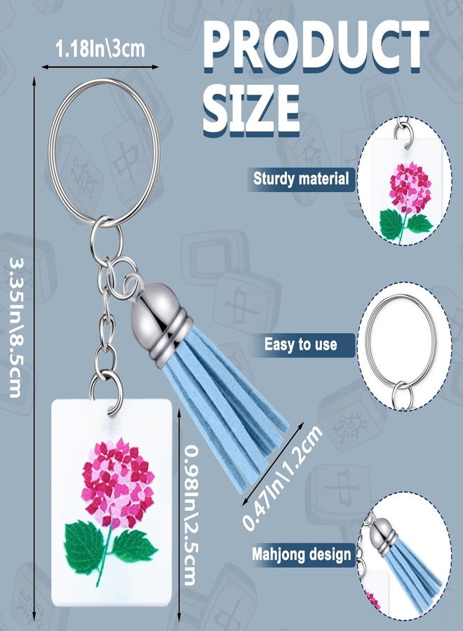 Novabright 8 Pcs Mahjong Tile Keychain with Tassels Funny Bag Ornament Acrylic Key Rings Set Mahjong Jewelry Accessories for Women Men Gifts Valentines Romantic Party Favors, 8 Styles - Image 2