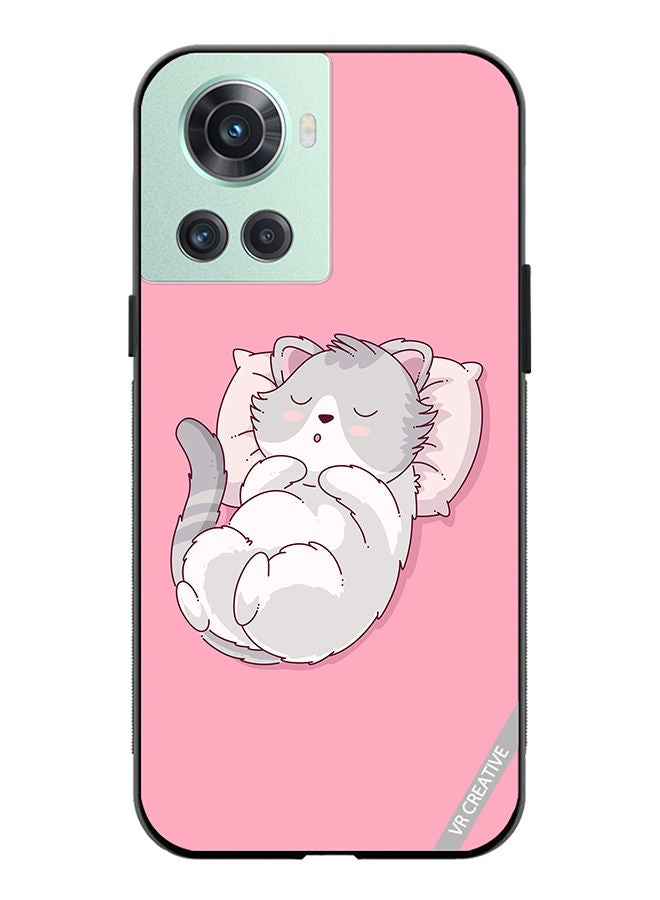 VR CREATIVE Protective Case Cover For OnePlus 10R Cozy Cat Design Multicolour - Image 1