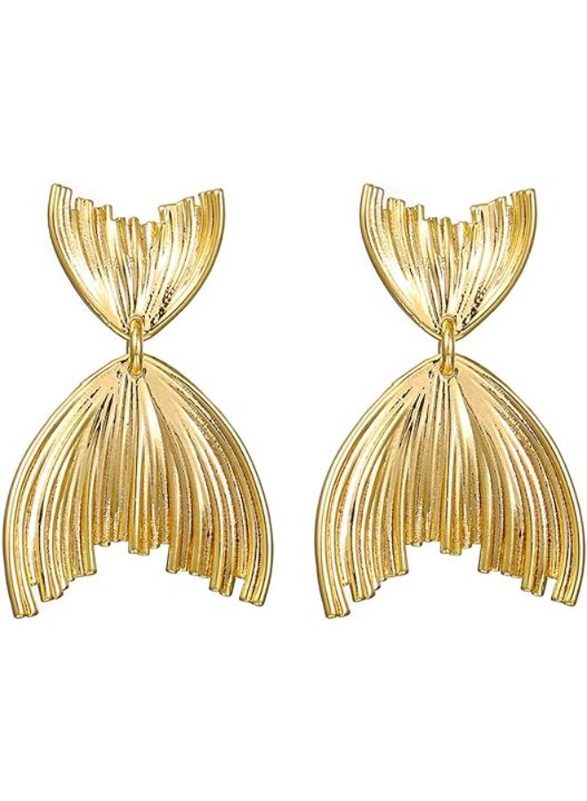 Rwnq Stainless Steel Dangle Mermaid Tail Earrings for Women - Elegant and Unique  Drop Earrings - Lightweight Fashion Jewelry Perfect for Parties, Beach, and Girl Gifts - Earrings_Accessories_Women's Earrings" - Image 1