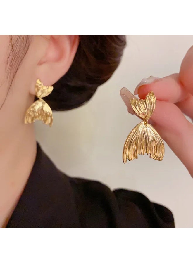 Rwnq Stainless Steel Dangle Mermaid Tail Earrings for Women - Elegant and Unique  Drop Earrings - Lightweight Fashion Jewelry Perfect for Parties, Beach, and Girl Gifts - Earrings_Accessories_Women's Earrings" - Image 4