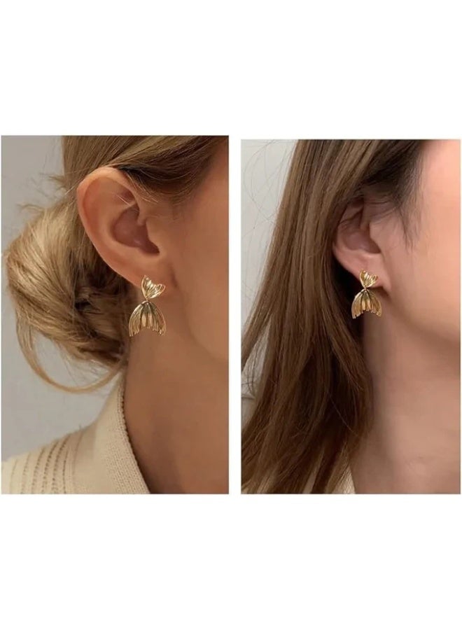 Rwnq Stainless Steel Dangle Mermaid Tail Earrings for Women - Elegant and Unique  Drop Earrings - Lightweight Fashion Jewelry Perfect for Parties, Beach, and Girl Gifts - Earrings_Accessories_Women's Earrings" - Image 5