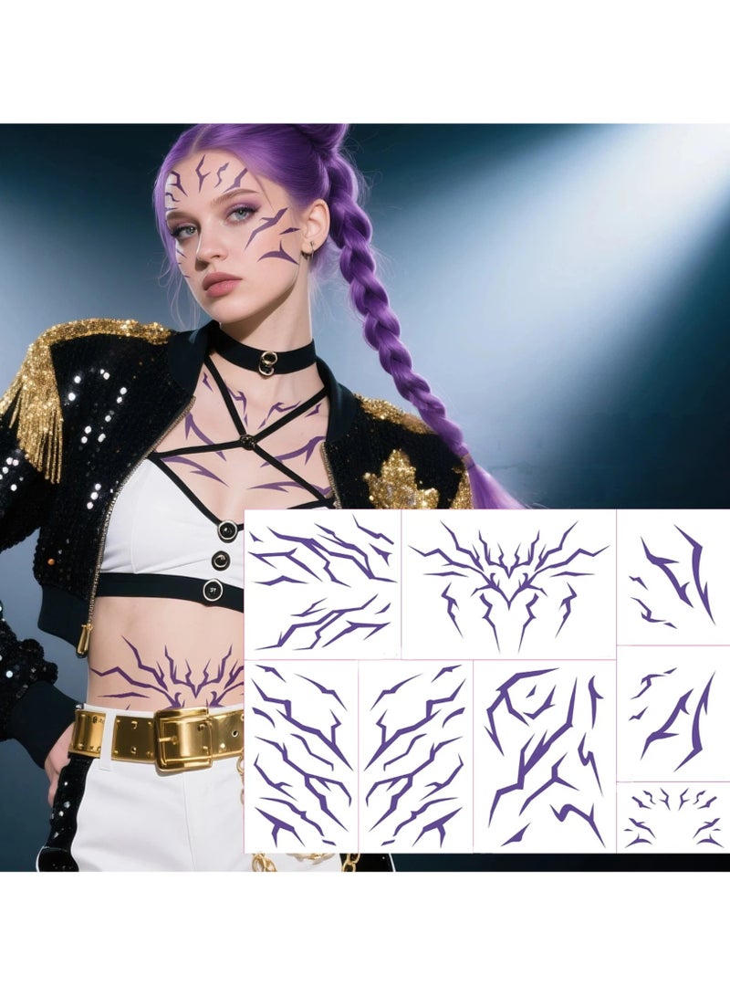 general 8-piece Rumi cosplay tattoo stickers arm stripes waterproof stickers costume accessories full detail for stage and convention photos - Image 1