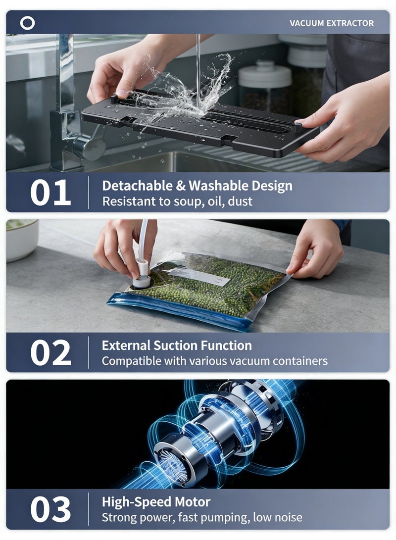 بمعنى سحر بمعنى حديقة فراغ ختم الآلة المستخدمة في الحفاظ على المواد الغذائية التلقائي ختم الجافة والرطبة وضع الختم المدمج في قطع دخول كيت سهلة التنظيف الفولاذ المقاوم للصدأ لوحة تصميم مضغوط - Image 4