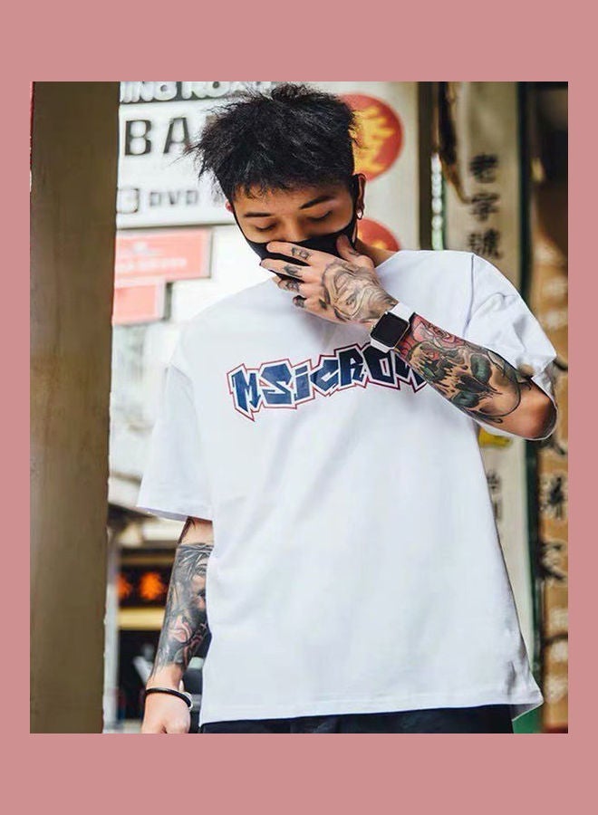 NIBEMINENT Casual Printed T-shirt White/Blue/Red - Image 2