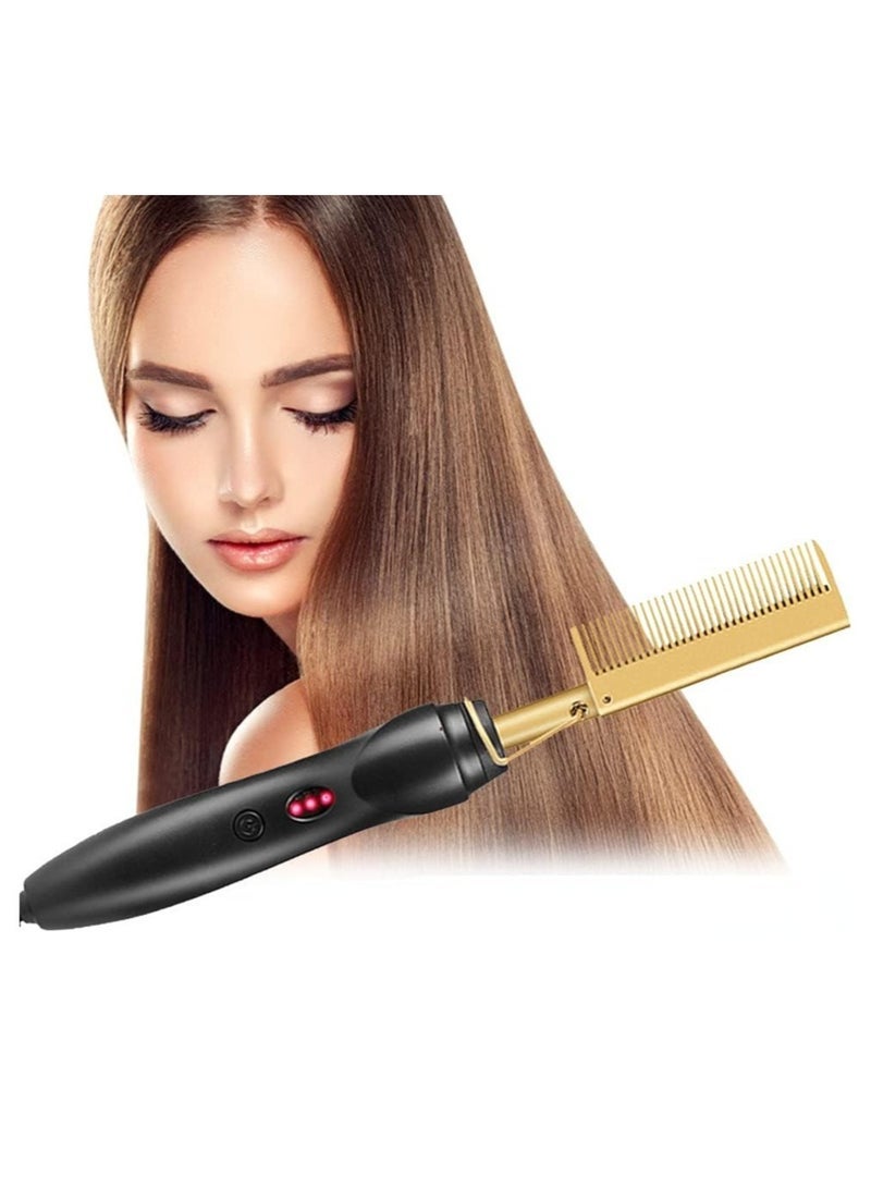 Electric Hot Flat Hair Straightening Smoothing Heating Iron Comb Brush - Image 2