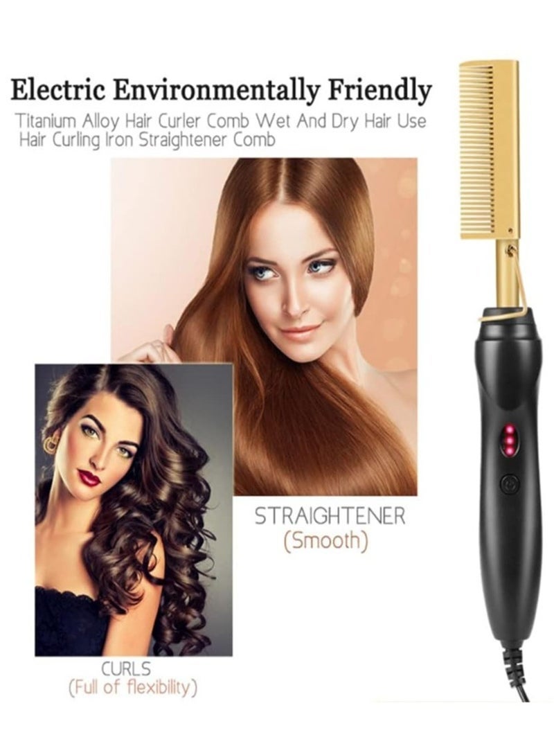 Electric Hot Flat Hair Straightening Smoothing Heating Iron Comb Brush - Image 4