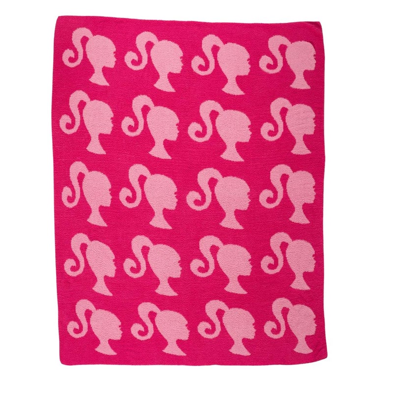 Franco Collectibles Barbie Adult Bedding Soft Cozy Chic Dream Lux Intarsia Knit Throw Blanket 50 in x 60 in Officially Licensed Product