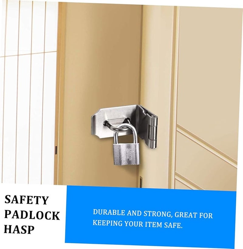 Stainless Steel Right Angle Door Hasp Lock 6 5X4 5CM Silver 2 Pack Cabinet Furniture Latch - Image 3