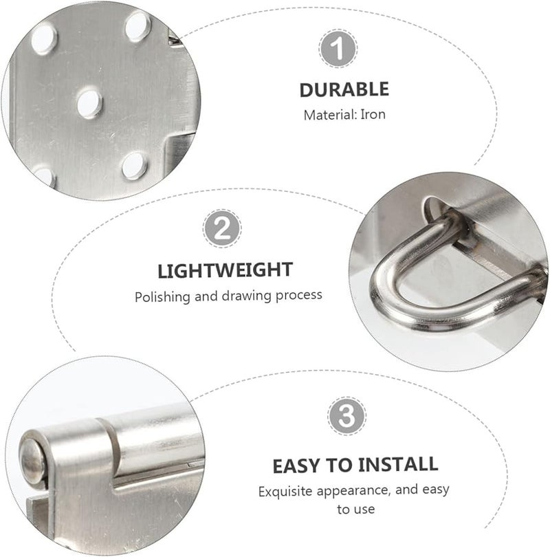 Stainless Steel Right Angle Door Hasp Lock 6 5X4 5CM Silver 2 Pack Cabinet Furniture Latch - Image 4