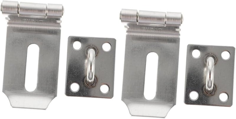 Stainless Steel Right Angle Door Hasp Lock 6 5X4 5CM Silver 2 Pack Cabinet Furniture Latch - Image 2