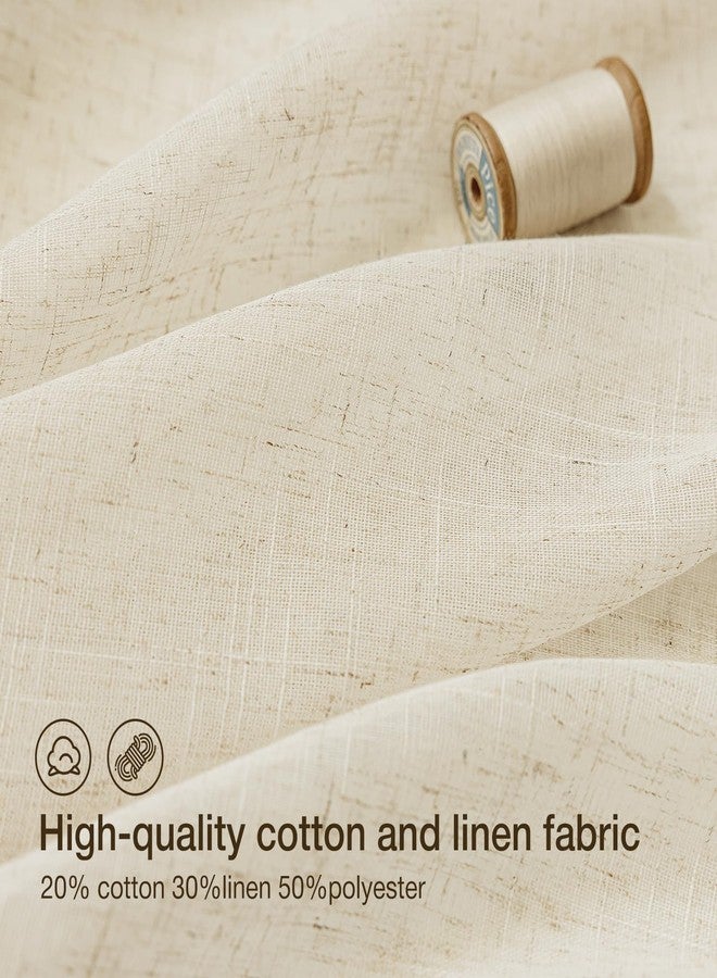 Anmao Natural Linen Curtains for Living Room 84 Inch Length 2 Panels Set, Light Filtering Semi Sheer Window Curtain Drapes for Bedroom with Curtain Rings and Clips, 52 Inch Wide Each Panel, Ecru - Image 2