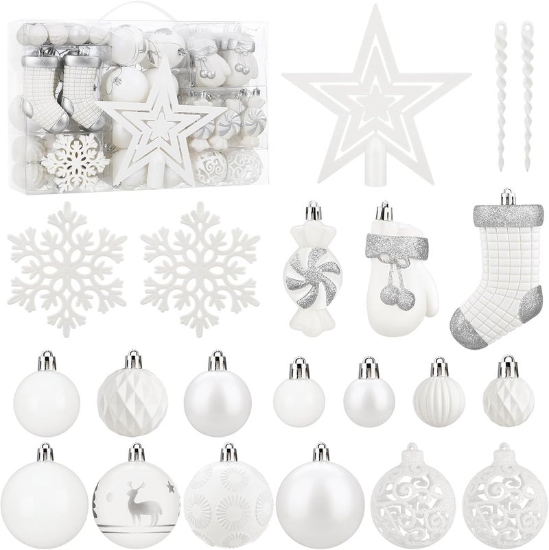SOLEDI 128-pc Christmas Tree Ornament Set - Pre-Tied Shiny Shatterproof Decorated Baubles for Xmas Festival Holiday Decor - Image 1