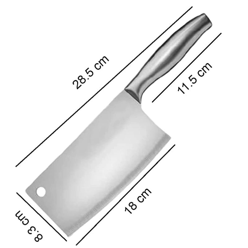 DORMICO 7 Kitchen Meat Cleaver Knife High Carbon Stainless Steel Ultra Sharp Knife for Meat Vegetable for Bonning Chopping Cutting Silver Pack of 1 - Image 3
