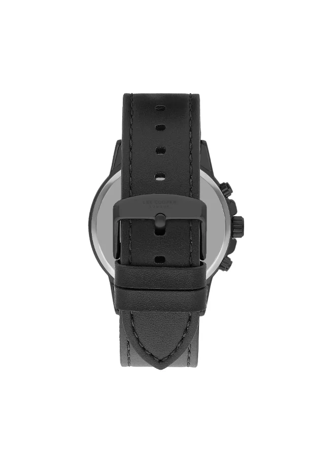 لي كوبر Men's VX9JE1 Movement Watch, Multi Function Display and Leather Strap - LC07614.661, Black