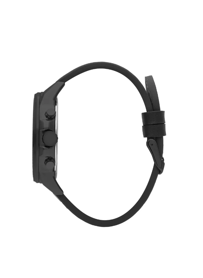 لي كوبر Men's VX9JE1 Movement Watch, Multi Function Display and Leather Strap - LC07614.661, Black