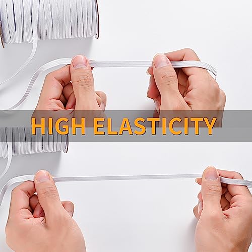XKDOUS Elastic Band for Sewing, 1/4 Inch 40 Yards White Knit Elastic Bands High Elastic Cord for Sewing Waistband and Pants Waist - Image 4