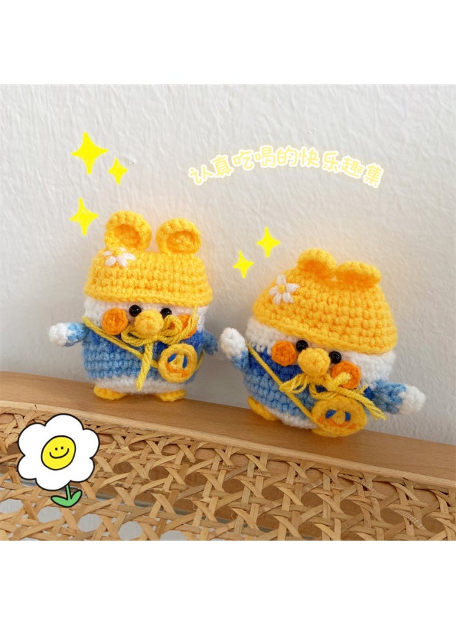Generic - Knitted Smiley Chick For Apple AirPods Pro1/2/3 Generation Headset Protective Case Cute Protective Soft Case Applicable-Color:Knitted Duck Backpack-Applicable Model:AirPods Three Generations - Image 1