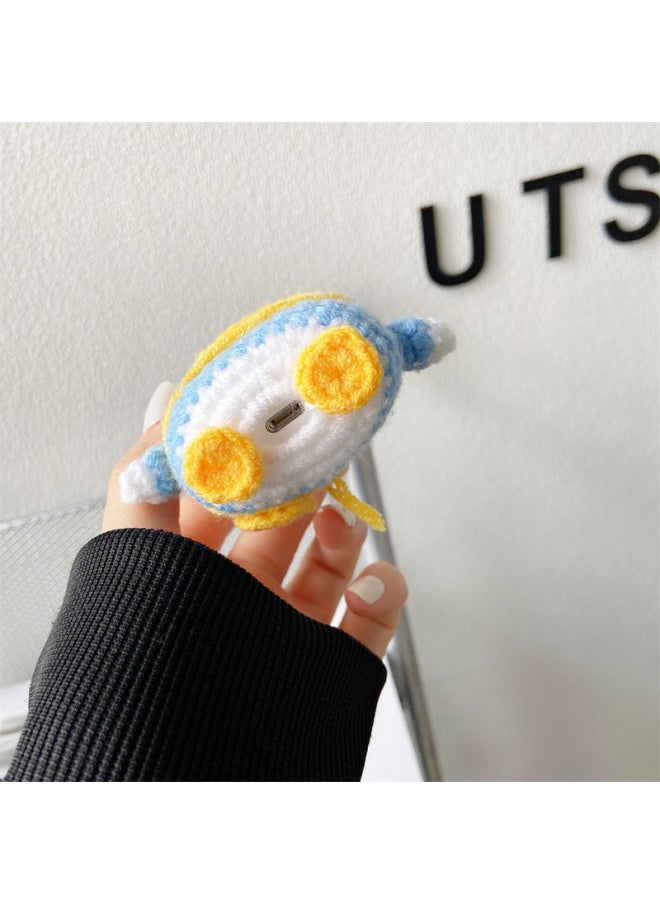 Generic - Knitted Smiley Chick For Apple AirPods Pro1/2/3 Generation Headset Protective Case Cute Protective Soft Case Applicable-Color:Knitted Duck Backpack-Applicable Model:AirPods Three Generations - Image 1