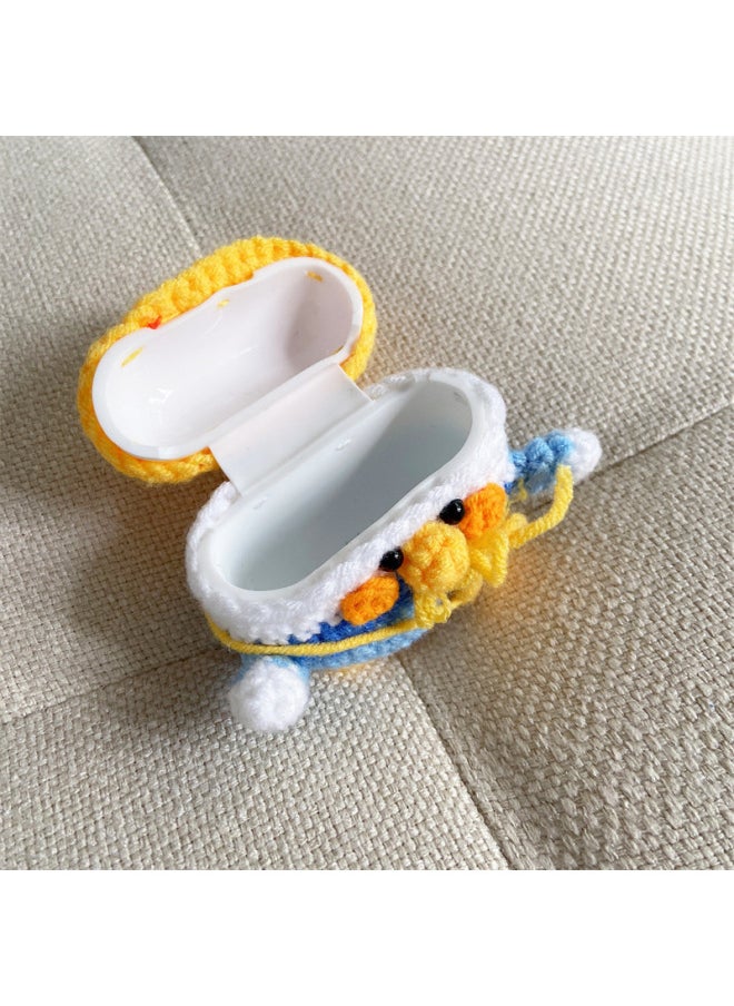 Generic - Knitted Smiley Chick For Apple AirPods Pro1/2/3 Generation Headset Protective Case Cute Protective Soft Case Applicable-Color:Knitted Duck Backpack-Applicable Model:AirPods Three Generations - Image 1