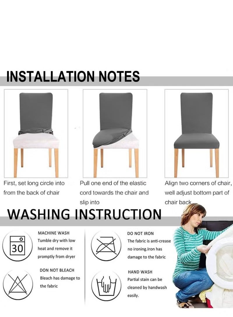 4 PCs Chair Covers Slipcovers Stretch Removable Washable Short Dining Chair Protector Cover Seat for Hotel,Dining Room,Ceremony  - Image 3